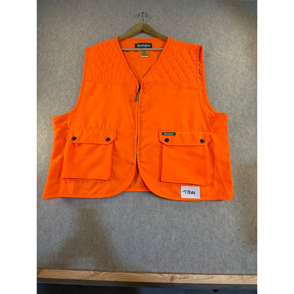 Remington Mens Blaze Orange Hunting Vest Quilted Shoulder Pockets XL 15100BZ